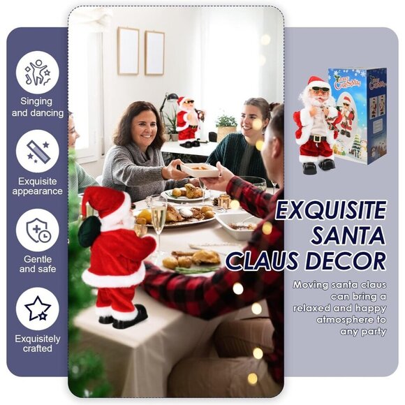 Electric Singing Dancing Santa Claus Toy with Shaking Belly Musical Christmas - Picture 6 of 8